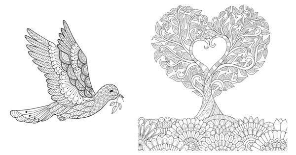 Hundred coloring page dove peace royalty