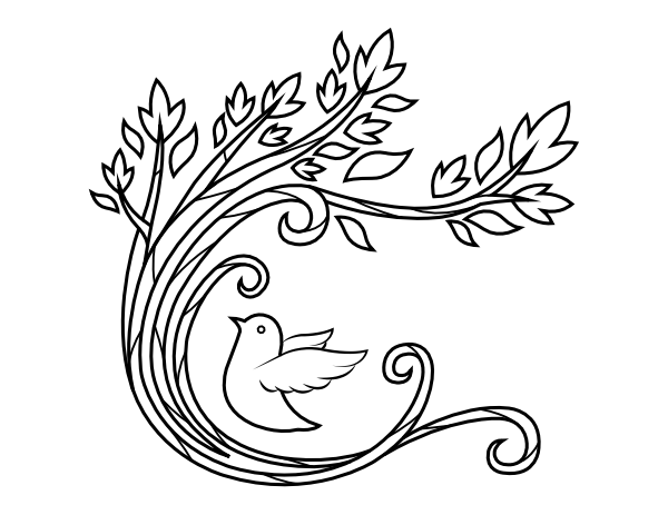 Printable bird and branch coloring page