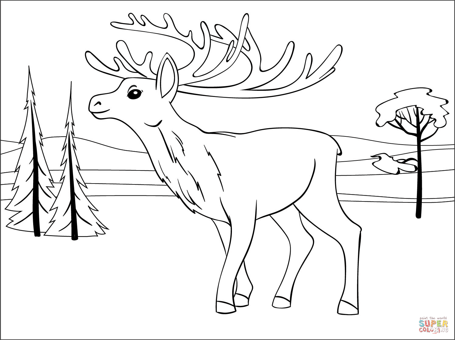 Reindeer coloring page free printable coloring pages
