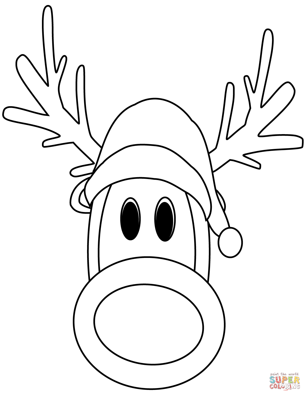 Reindeer head coloring page free printable coloring pages