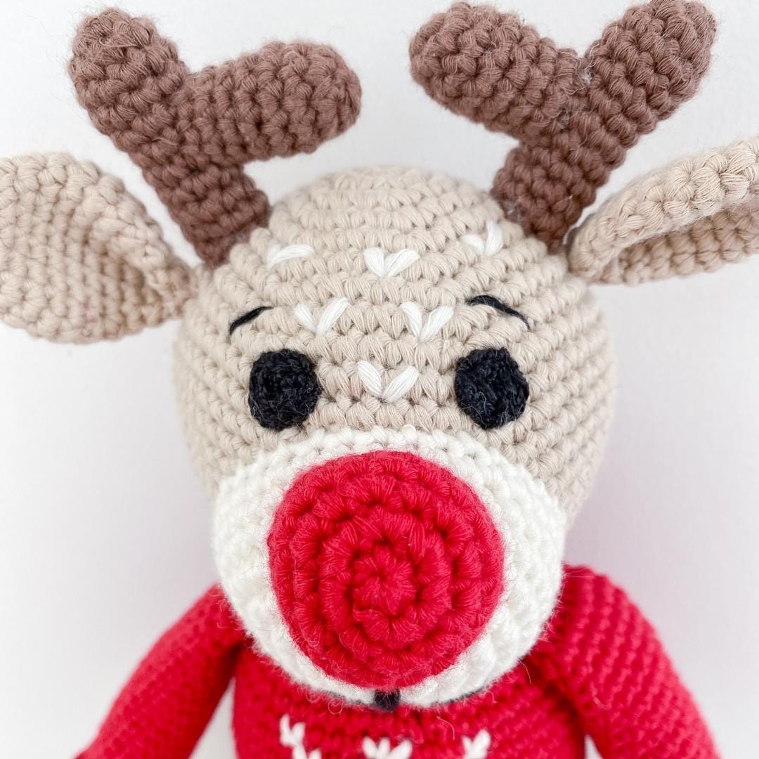 Ruddy the reindeer handmade plush organic toy