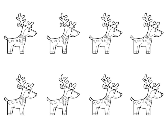 Holiday coloring pages featuring santa his sleigh and all of his reindeer instant download