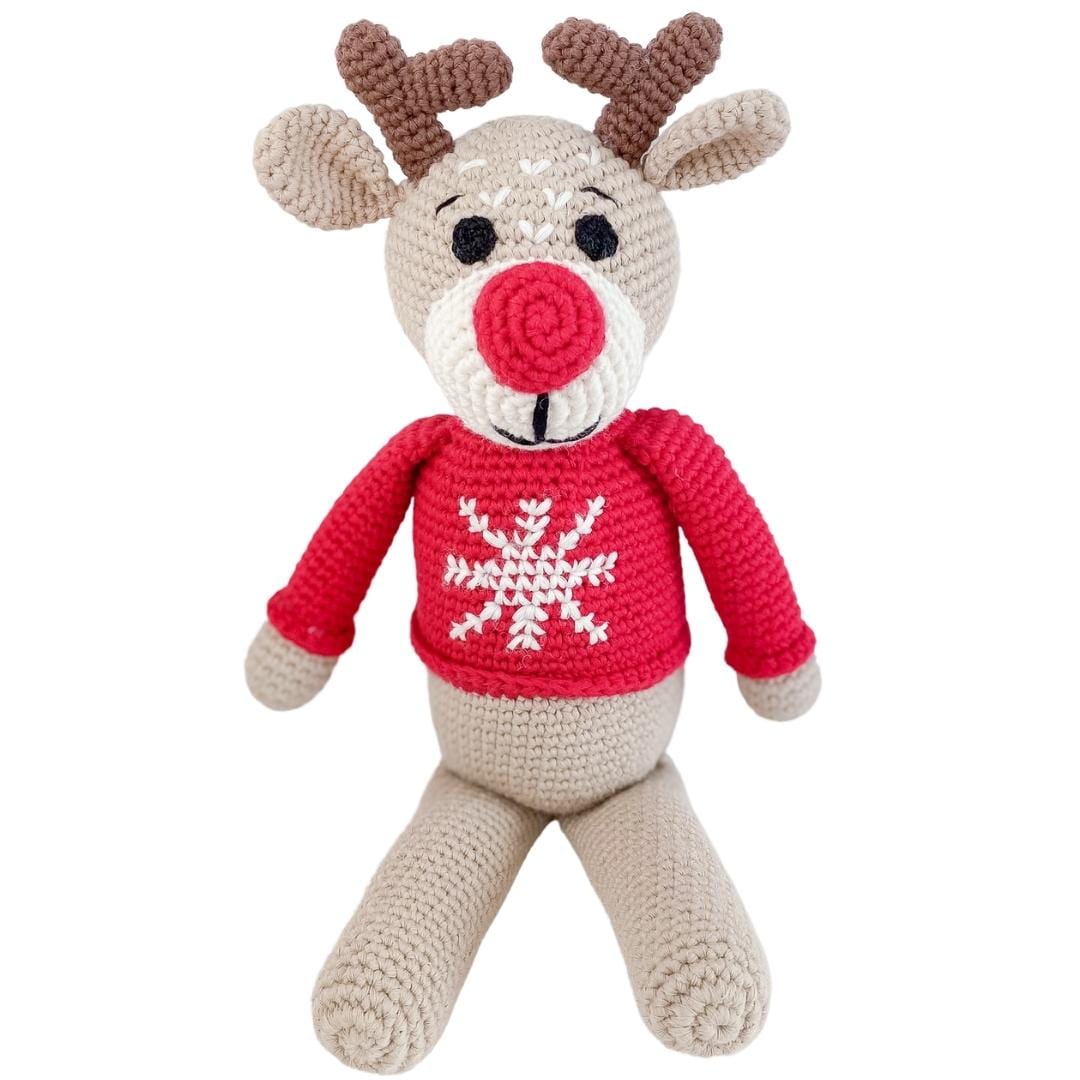 Ruddy the reindeer handmade plush organic toy