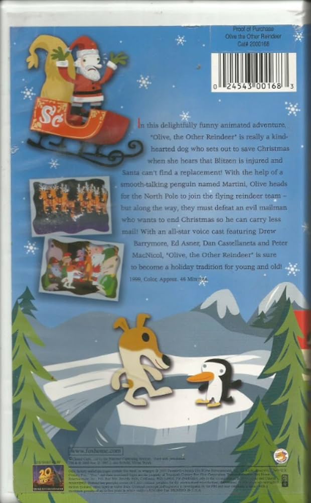 Olive the other reindeer vhs drew barrymore dan castellaneta joe pantoliano edward asner peter macnicol tim meadows jay mohr michael stipe diedrich bader david herman matt groening mitch rouse steve