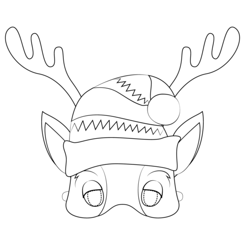 Reindeer mask coloring page free printable coloring pages