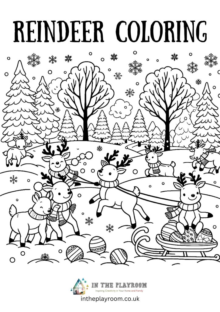 Free printable cute reindeer loring pages