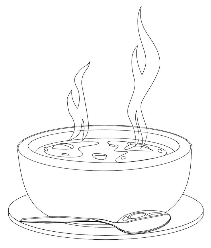 A bowl of hot soup coloring page coloring pages hot soup food drawing