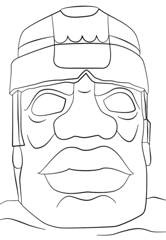 Ancient olmec head coloring page free printable coloring pages