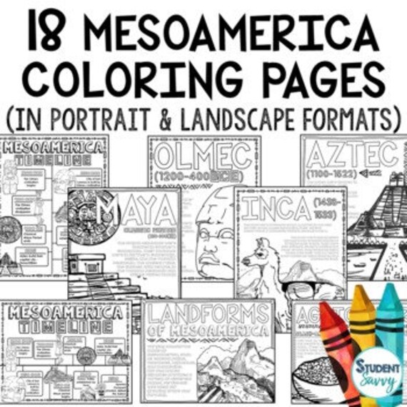 Mesoamerica posters timelines maps coloring pages word wall bulletin board