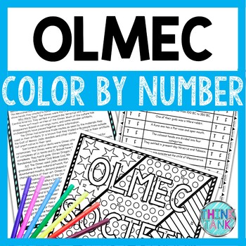 Olmec color by number reading passage and text marking by think tank