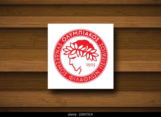 Coat of arms olympiacos fc piraeus football club from greece stock photo