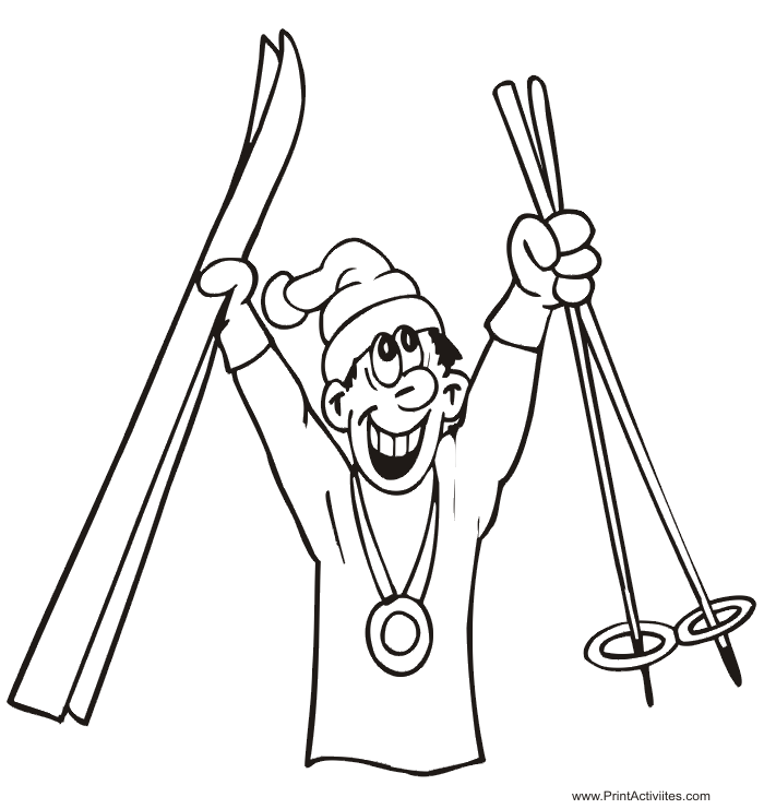 Winter olympics coloring page medal winning skier