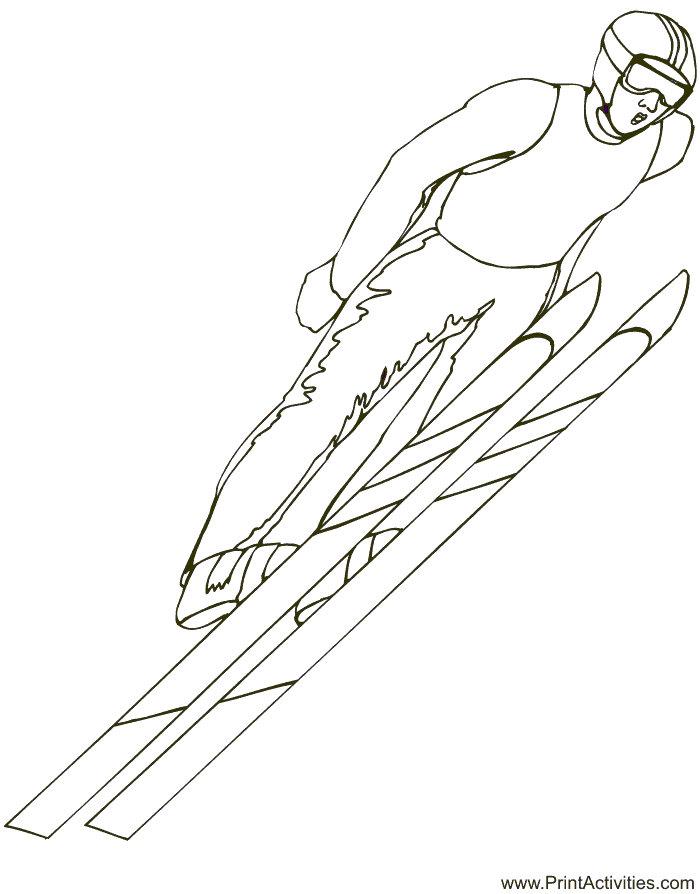 Skiing coloring page ski jumper