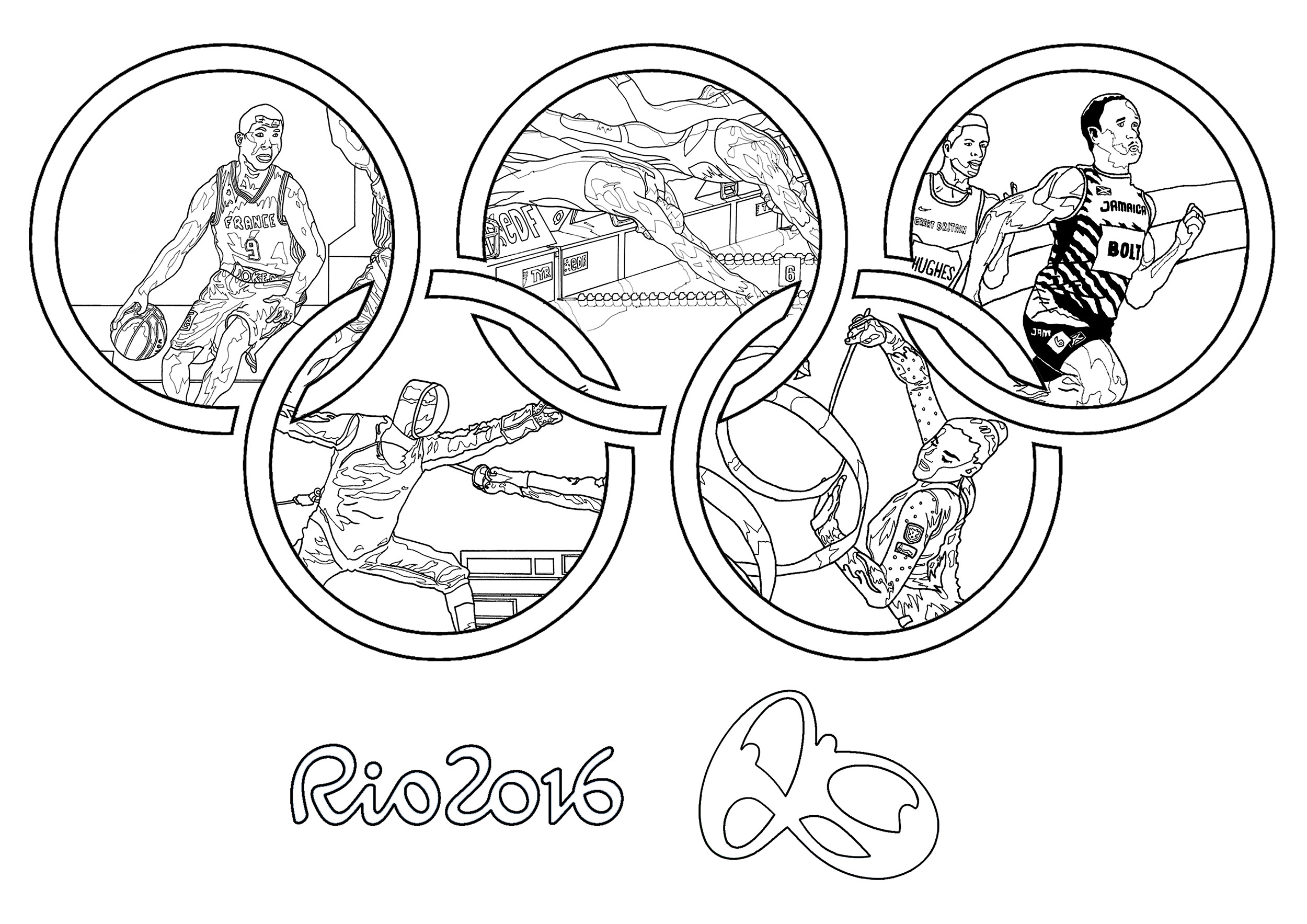 Olympic games to color for children