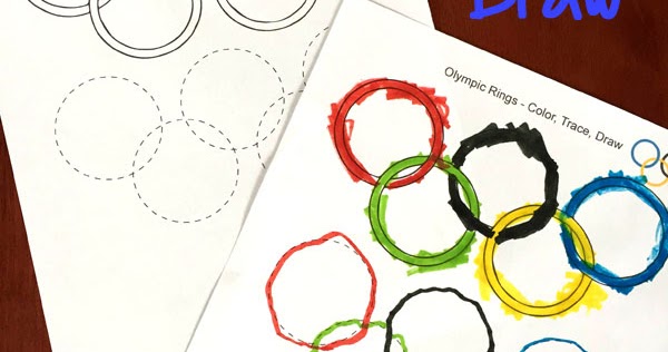 Olympic rings coloring tracing drawing sheet