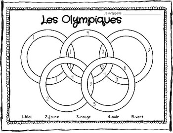 Olympic rings color by number french and english