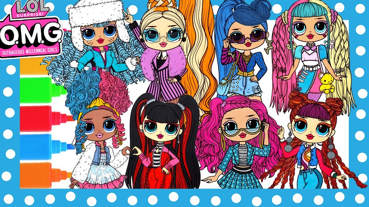 Lol surprise omg dolls coloring book sweets spicy babe icy gurl big wig omg happily snowball