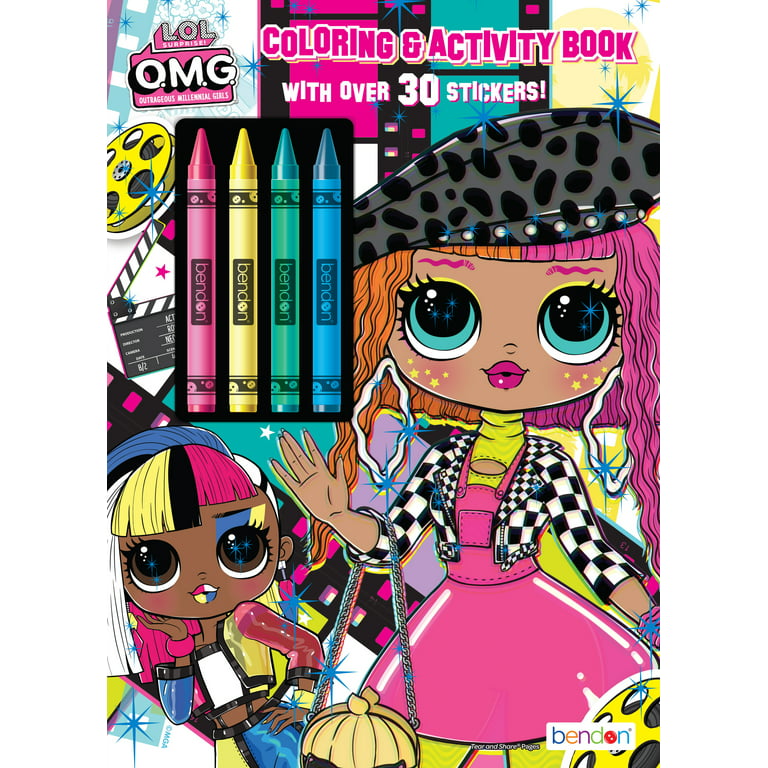 Lol omg page coloring book with crayons paperback