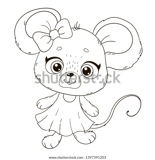 Cute cartoon mouse coloring book page stock vector royalty free