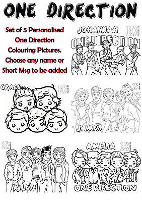 Personalised a one direction colouring pictures set of