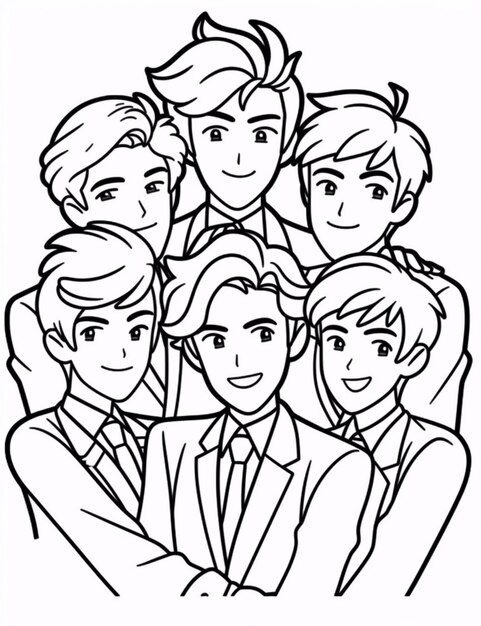 Premium ai image a group of people in suits and ties coloring pages generative ai