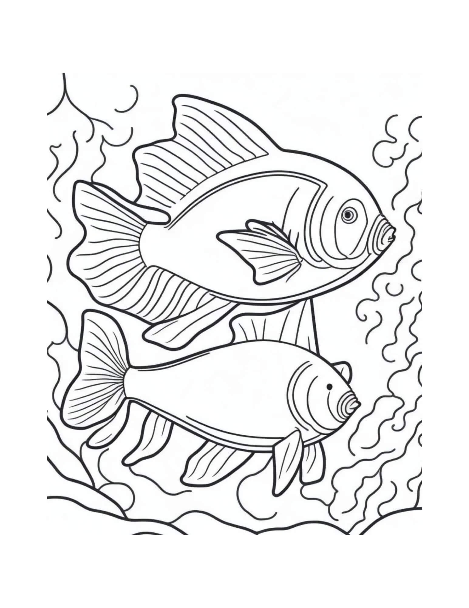 Two rainbow fishs coloring page