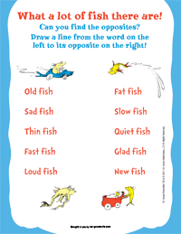 One fish two fish red fish blue fish bonus activities hooked pany book club