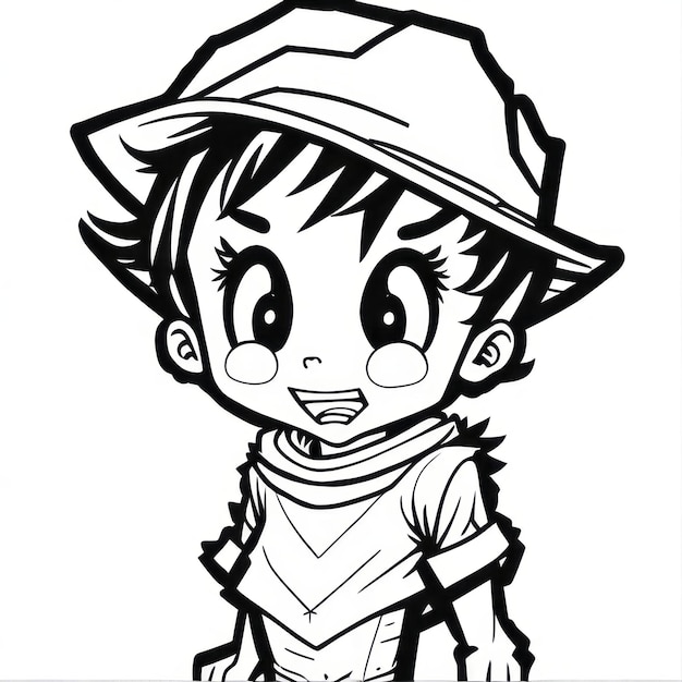 Premium ai image coloring page line art boy onepiece