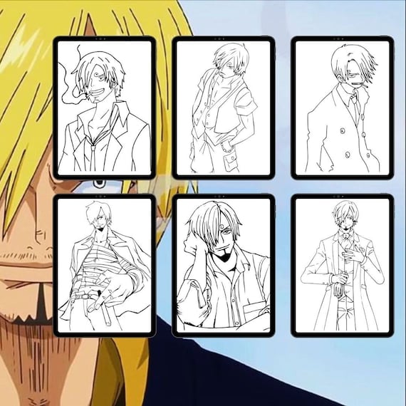 Coloring book printable one piece cook sanji anime pdf format limited edition cook sanji download now