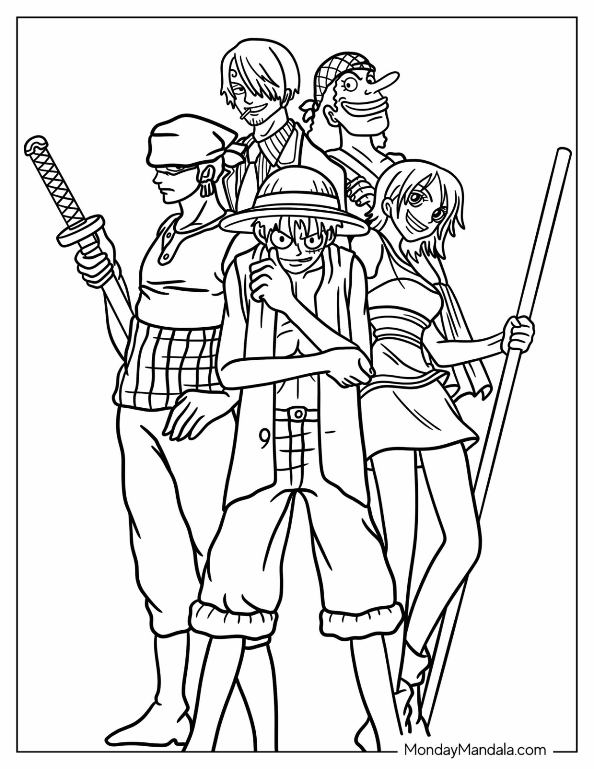 One piece coloring pages free pdf printables