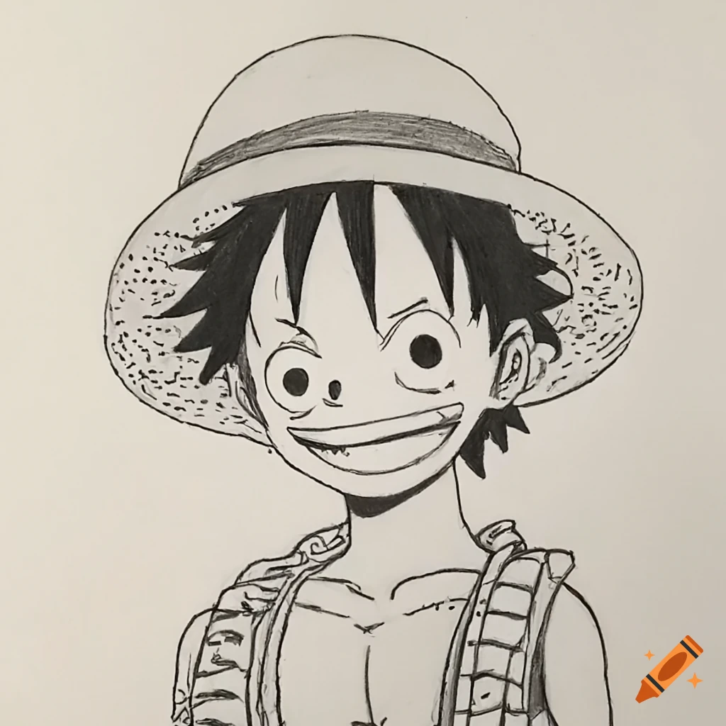 Black and white coloring page of luffy on