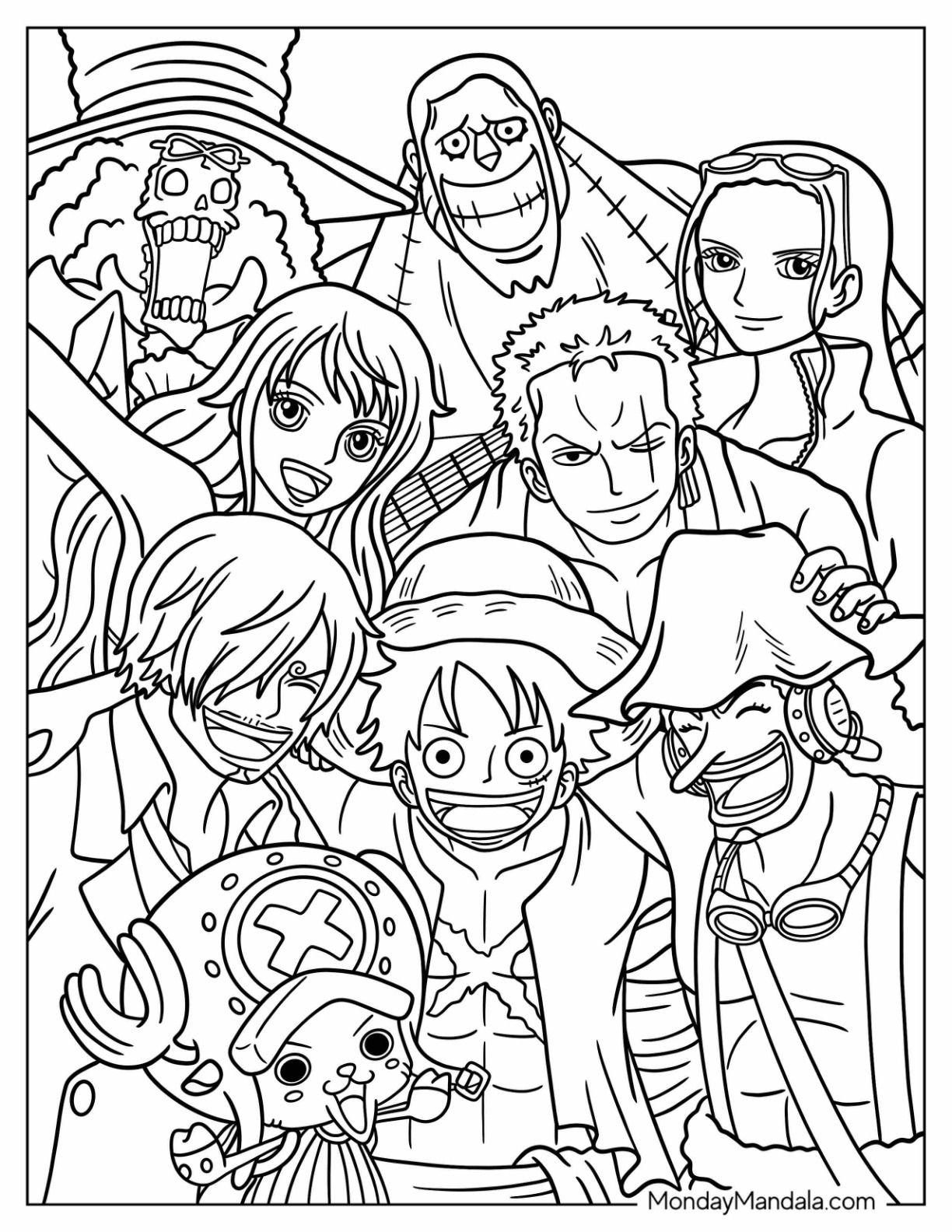 One piece coloring pages free pdf printables