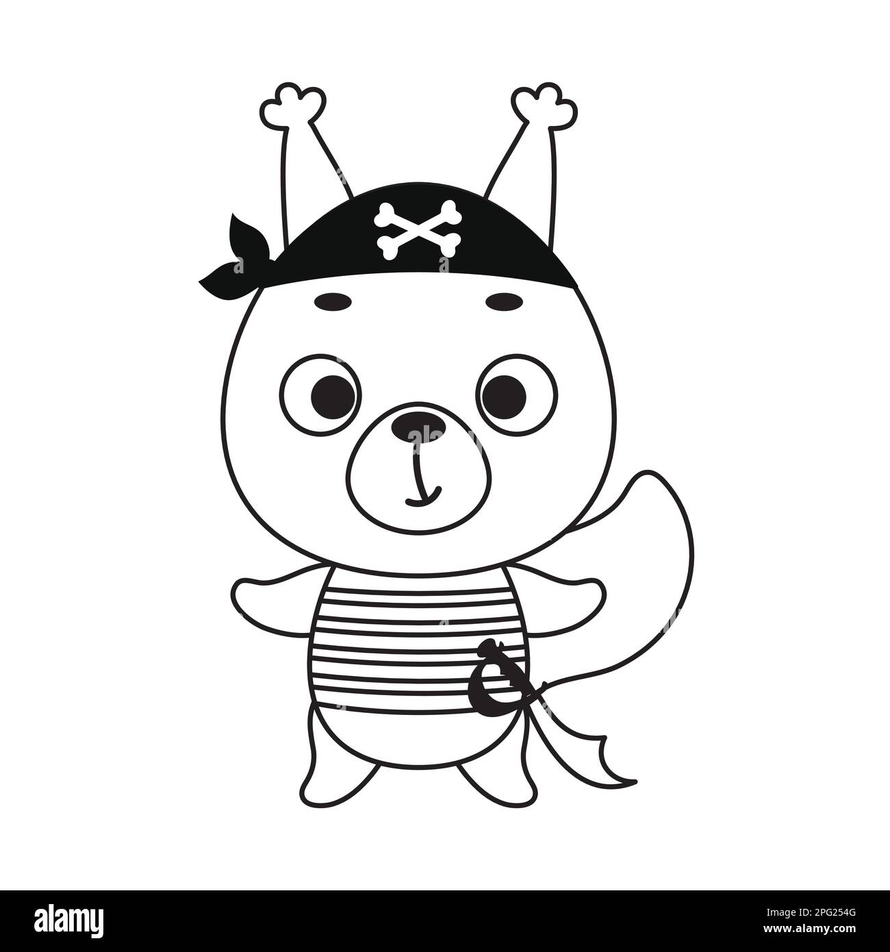 Coloring page cute little pirate squirrel coloring book for kids educational activity for preschool years kids and toddlers with cute animal vector stock vector image art