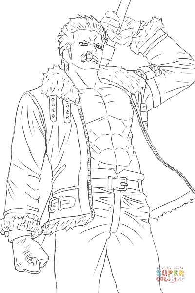 Smoker the white hunter from one piece manga coloring page free printable coloring pages