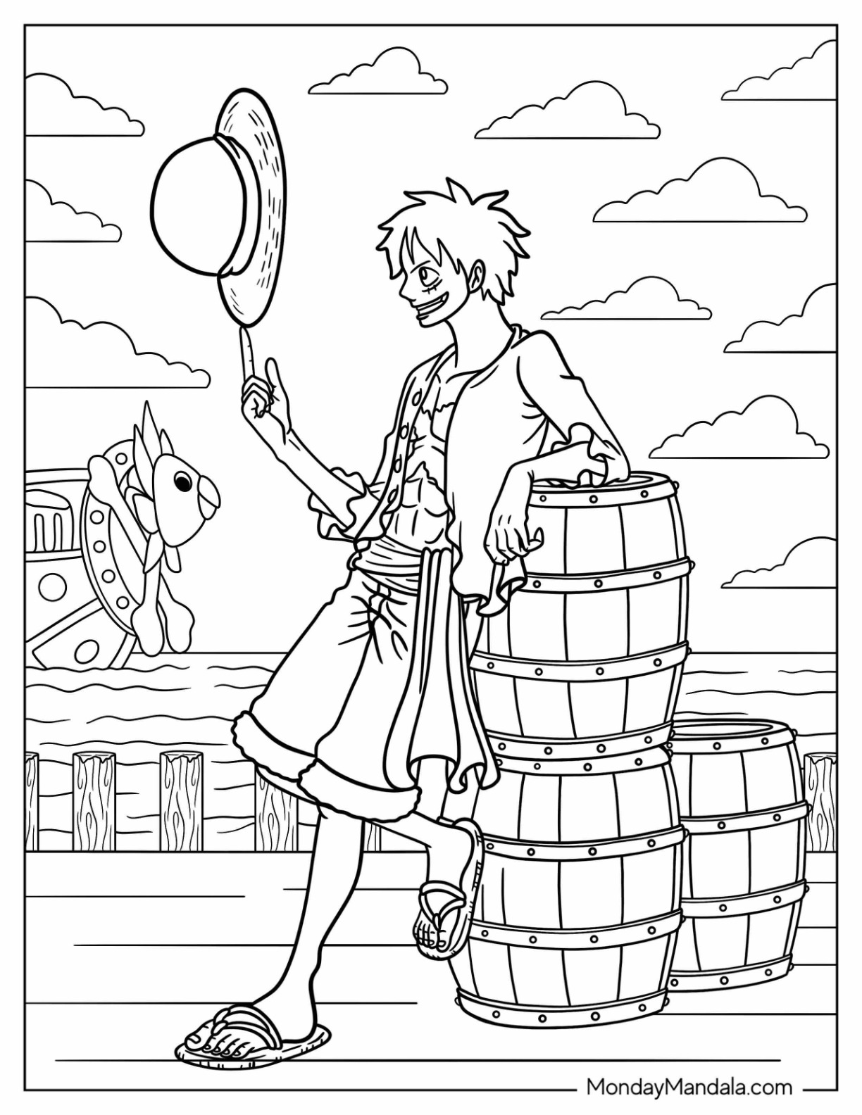 Luffy coloring pages free pdf printables