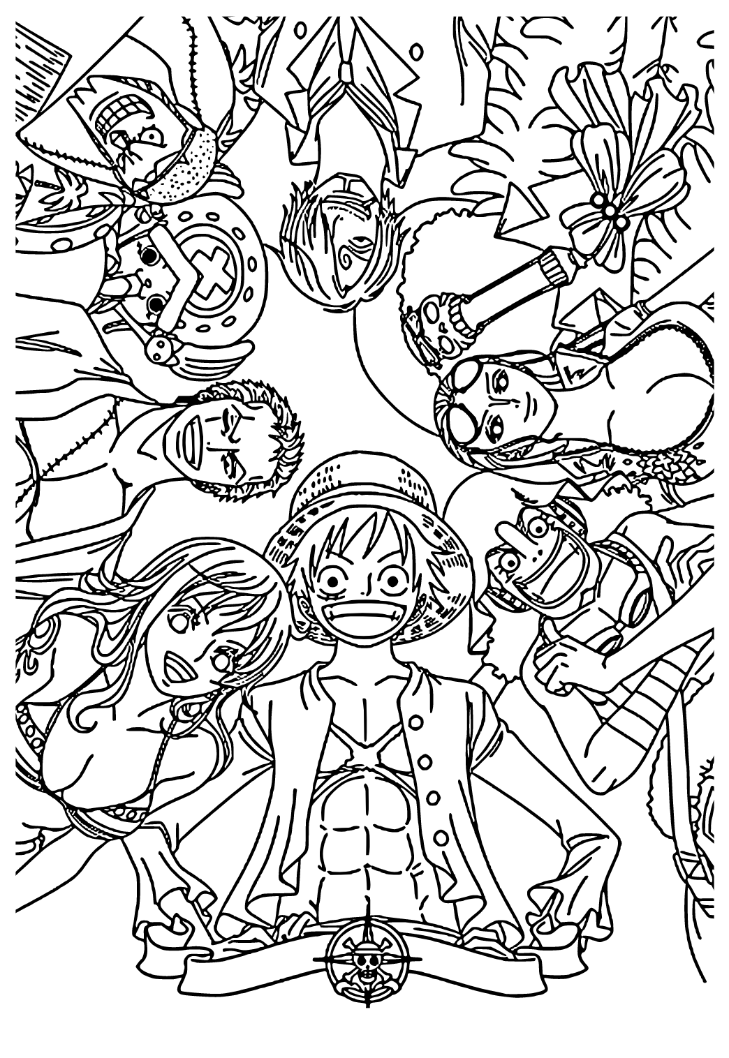 Free printable one piece characters coloring page sheet and picture for adults and kids girls and boys