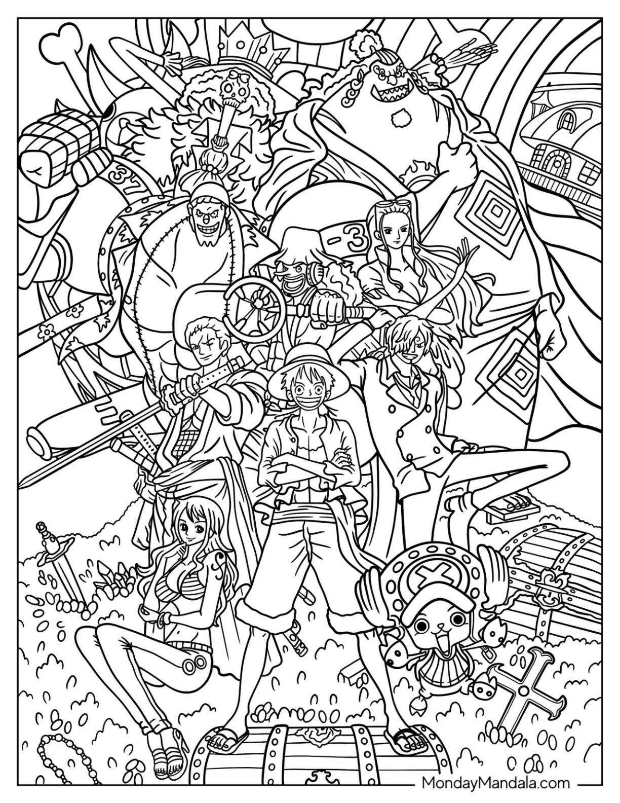 One piece coloring pages free pdf printables