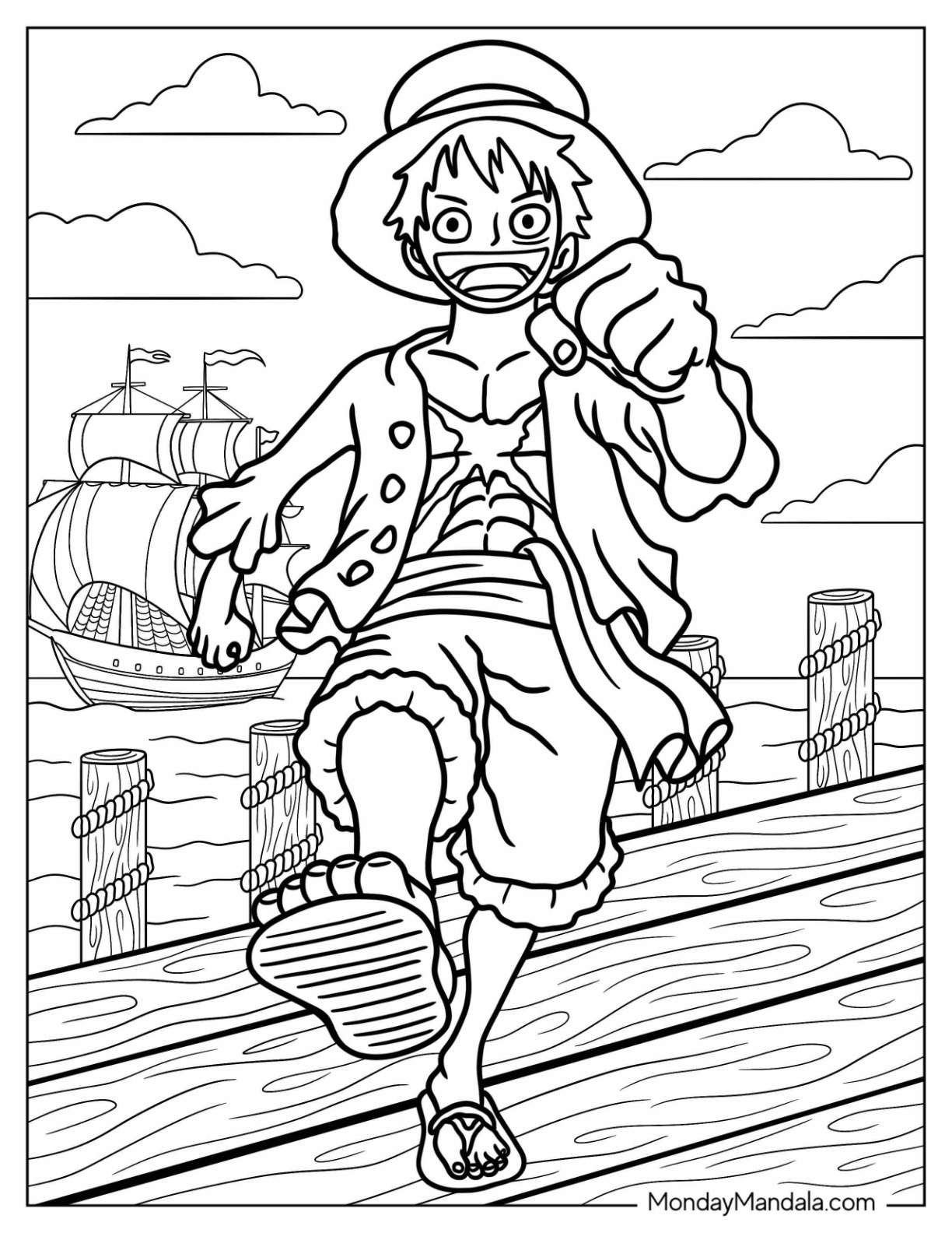 One piece coloring pages free pdf printables