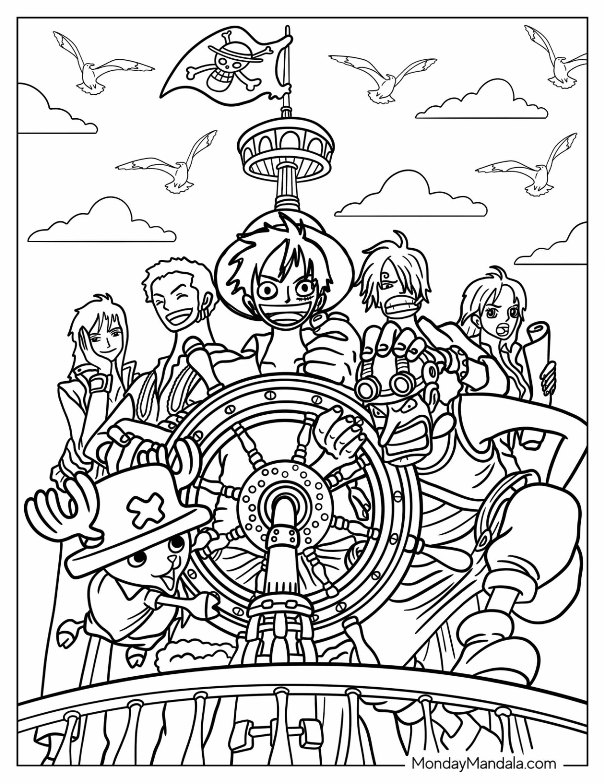 One piece coloring pages free pdf printables