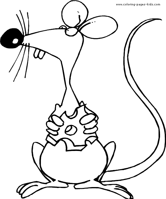 Mouse with a piece of cheese color page