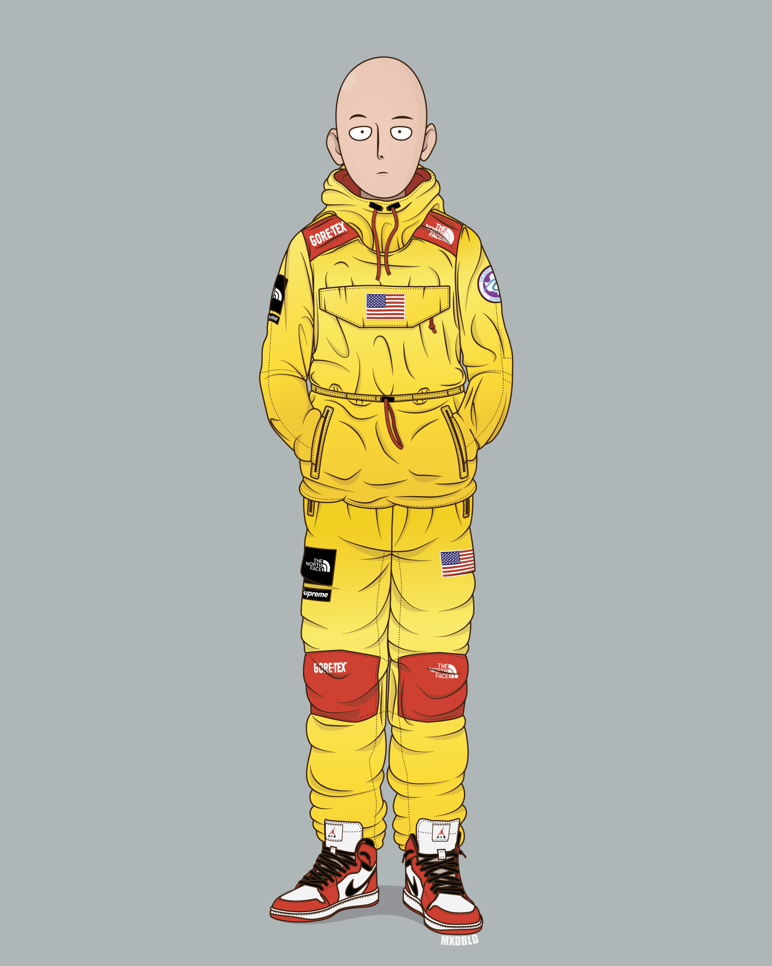 Art saitama x supreme x the northface black anime characters one punch man anime anime hypebeast