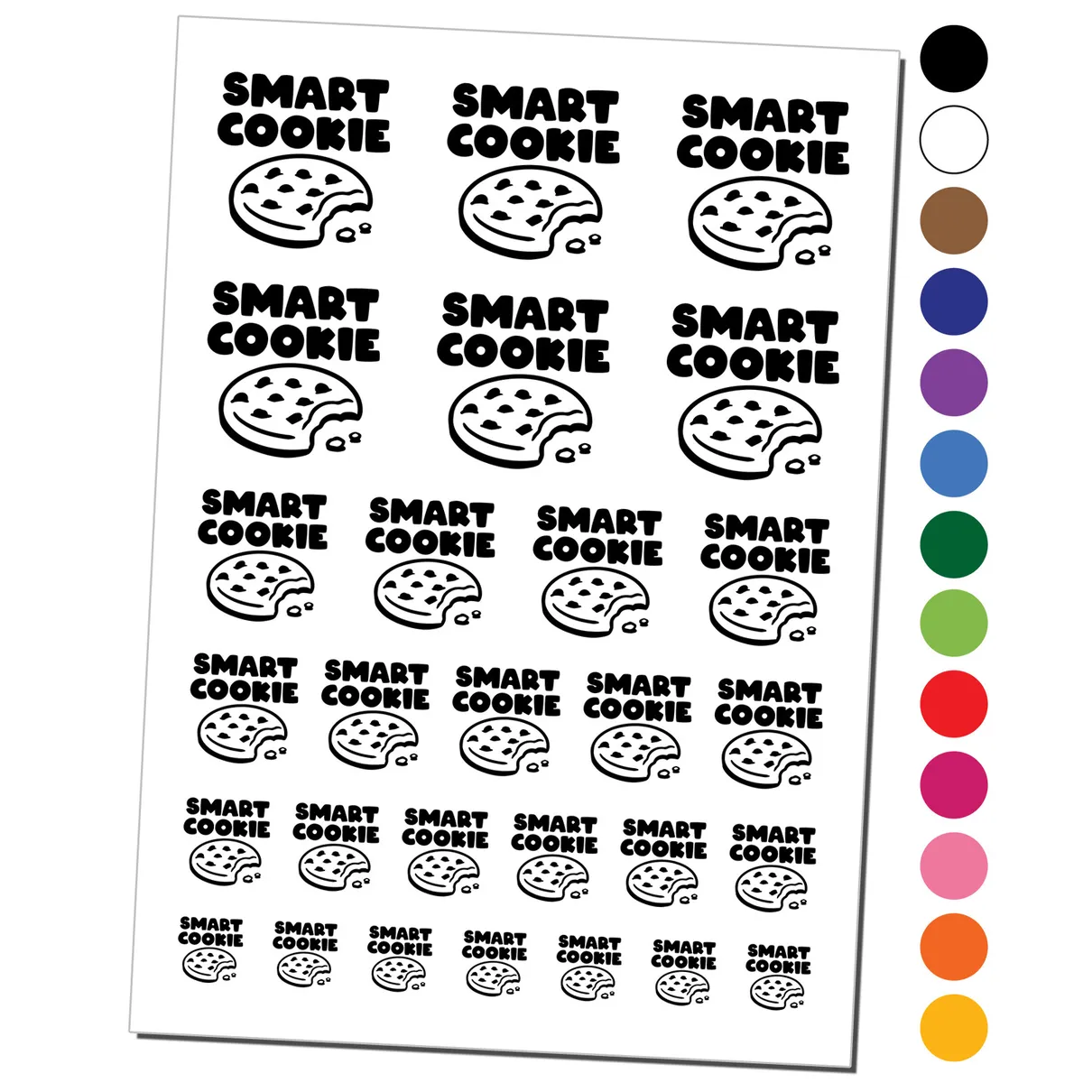 Smart cookie chocolate chip teacher student temporary tattoo water resistant set