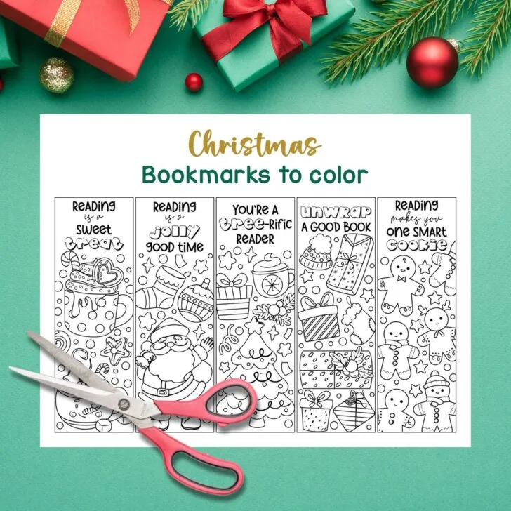 Free printable christmas bookmarks to color designs