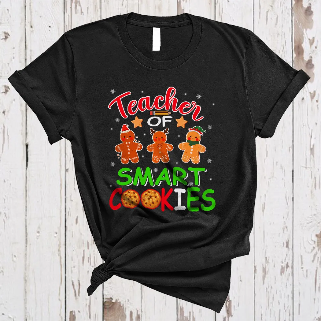 Teacher of smart cookies christmas santa gingerbread man cookie t