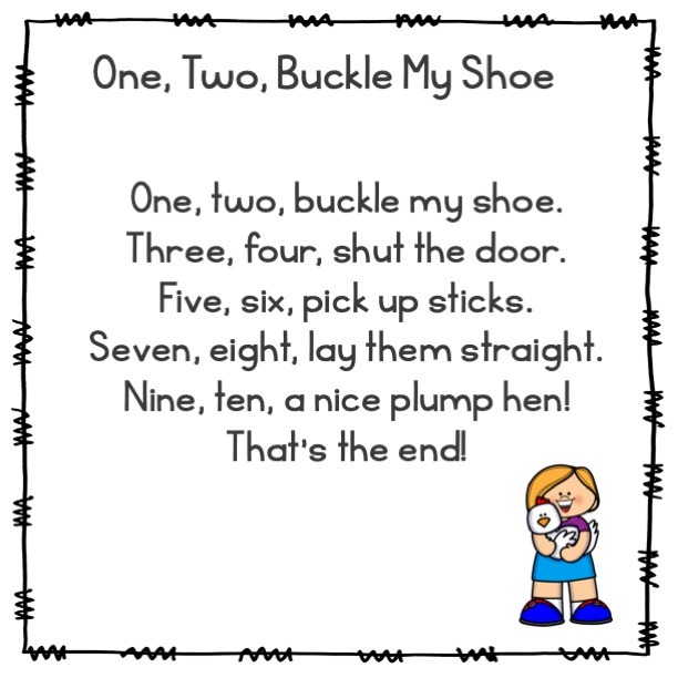 Pocket chart poem one two buckle my shoe nursery rhyme made by teachers