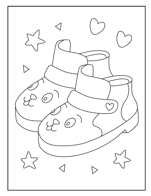 Premium vector kids shoes coloring pages