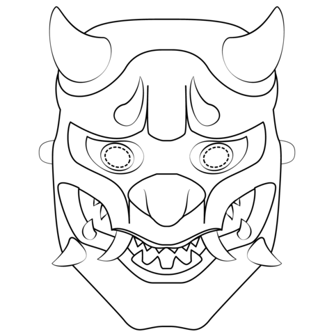 Oni mask coloring page free printable coloring pages