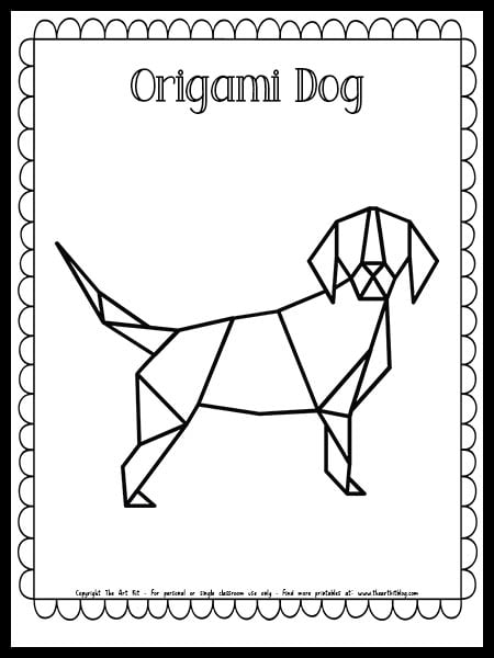 Origami dog coloring page free printable â the art kit