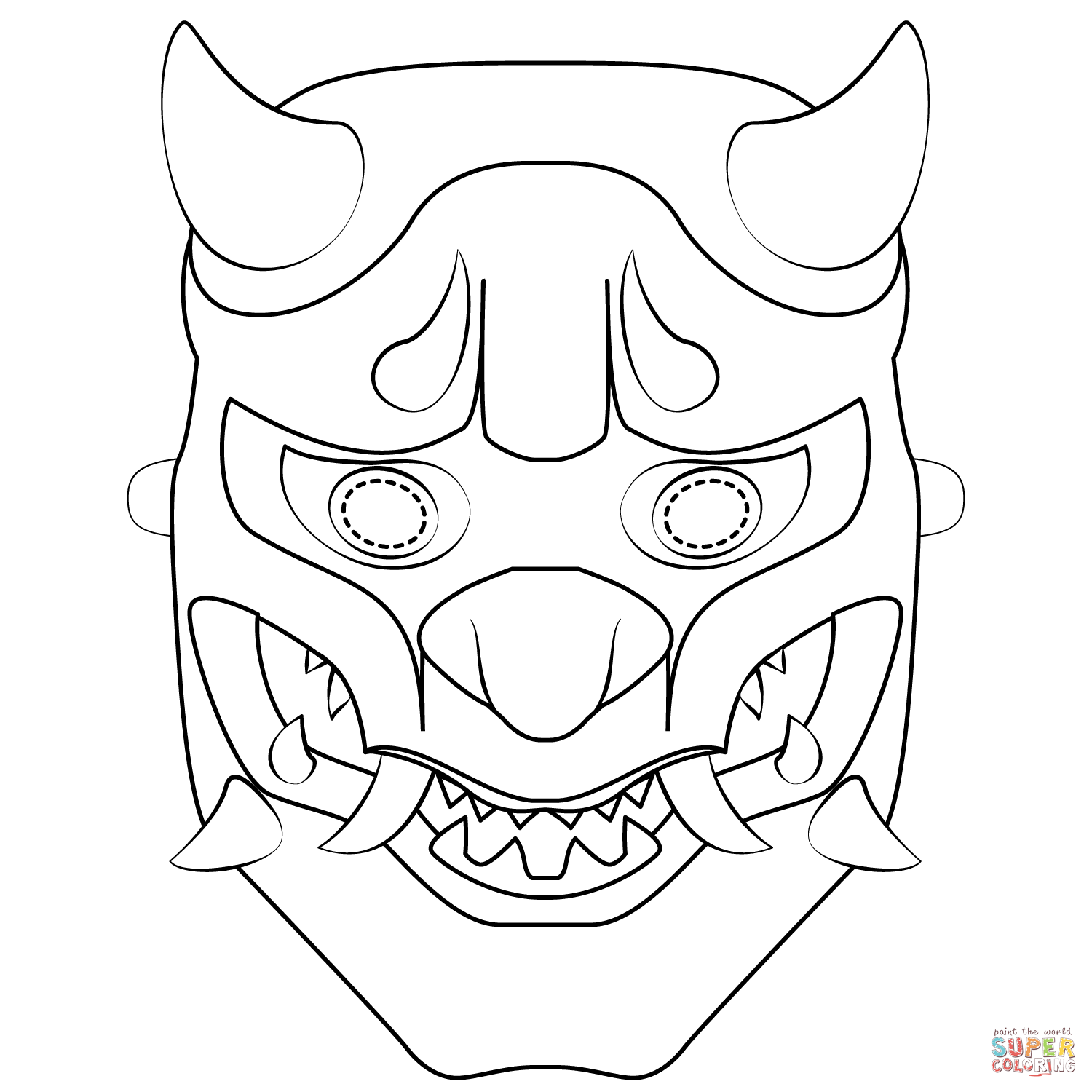 Oni mask coloring page free printable coloring pages