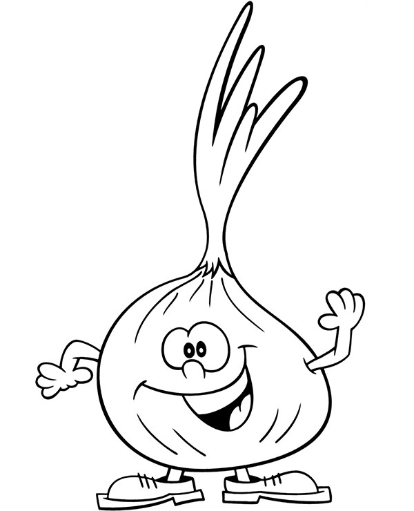 Onion coloring page vegetable to print